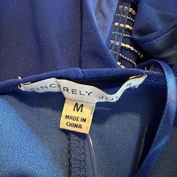 Sincerely Jules Royal Blue Chain-Detail Backless Mini Dress – Size Medium (NWT) - Picture 4 of 8